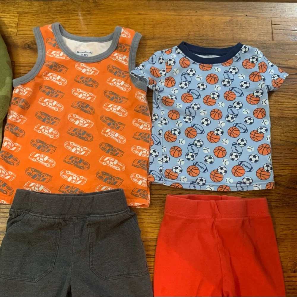 Baby Toddler Boy LS Footed Fleece Pajama Onesies Shirt Pant Sets 2T / 24 Months